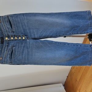 Ramy Brook Wide Leg Crop Jeans with Gold Buttons